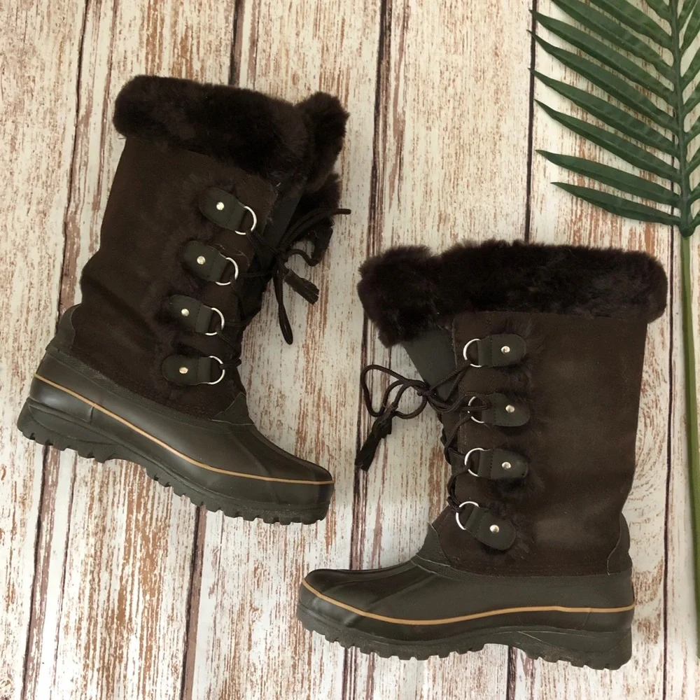 Khombu Brown Winter Snow Boots Size 9